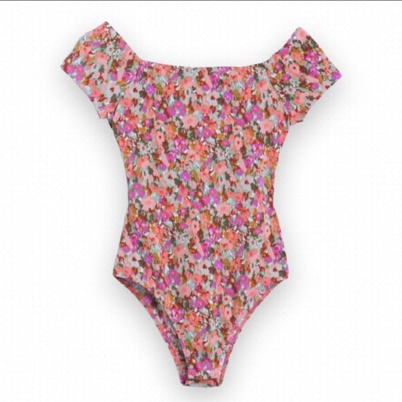 Nordstrom Floral Off-Shoulder Bodysuit - Pink and Purple - Picture 2 of 8